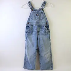 OshKosh B'Gosh Toddler Size 5T Light Wash Denim Overalls - FLAWS