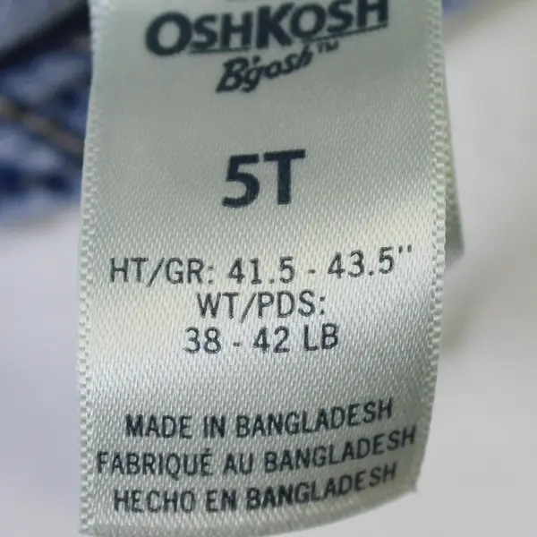 OshKosh B'Gosh Toddler Size 5T Light Wash Denim Overalls - FLAWS