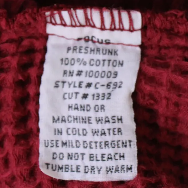 Focus Casual Life Women's L/XL Red 100% Cotton Waffle Knit Hooded Cardigan 