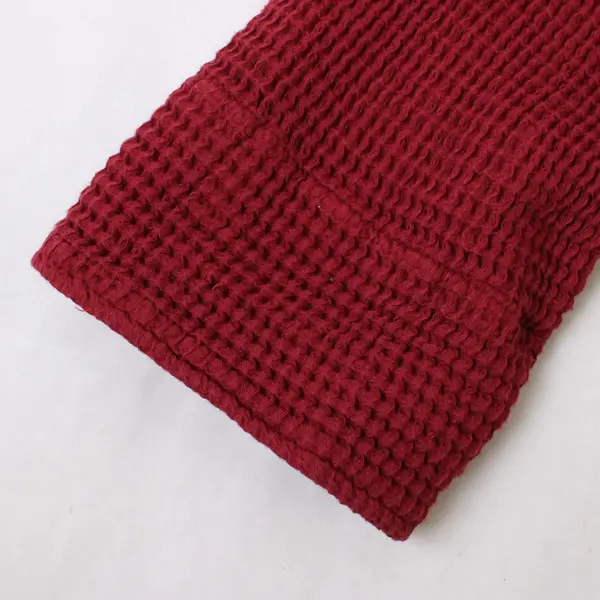 Focus Casual Life Women's L/XL Red 100% Cotton Waffle Knit Hooded Cardigan 
