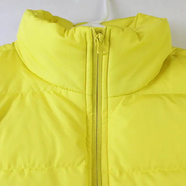 Lands End Women's L/T Neon Yellow Sleeveless Mock Neck Full Zip Puffer Vest