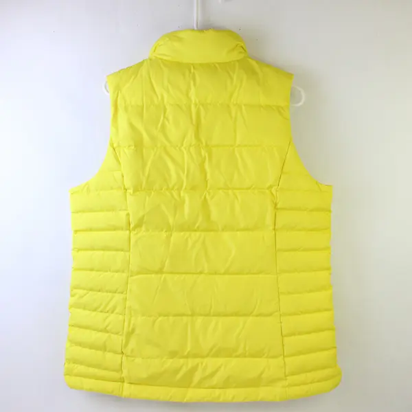Lands End Women's L/T Neon Yellow Sleeveless Mock Neck Full Zip Puffer Vest