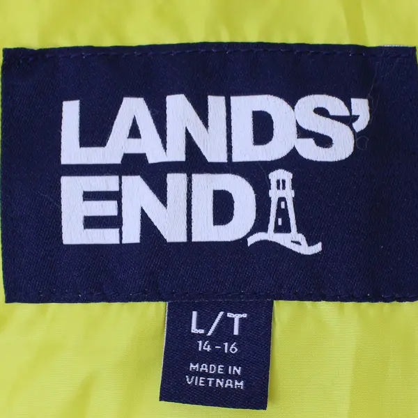 Lands End Women's L/T Neon Yellow Sleeveless Mock Neck Full Zip Puffer Vest