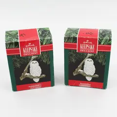 Lot of Two  1991 Hallmark Keepsake  Snowy Owl Ornaments QX5269