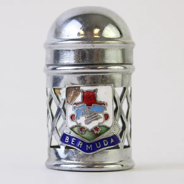Vintage Silver-Plated Bermuda Crest Salt Shaker 2.25 in Good