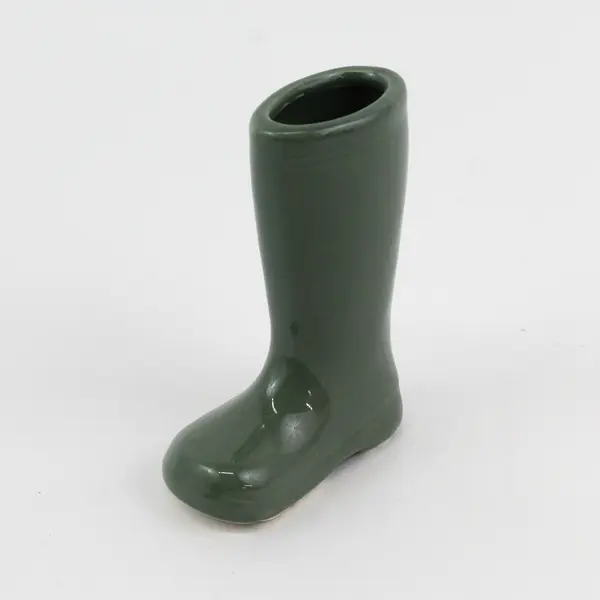 Green Ceramic Rain Mud Boot Bud Vase