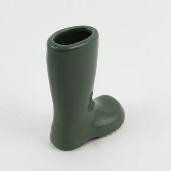 Green Ceramic Rain Mud Boot Bud Vase