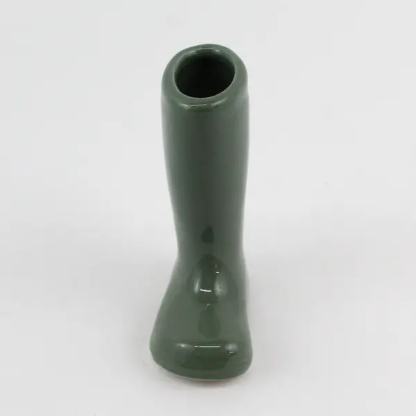 Green Ceramic Rain Mud Boot Bud Vase