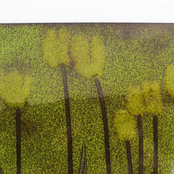 Glazed Green Ceramic Tile 9.75" Tulip Pattern