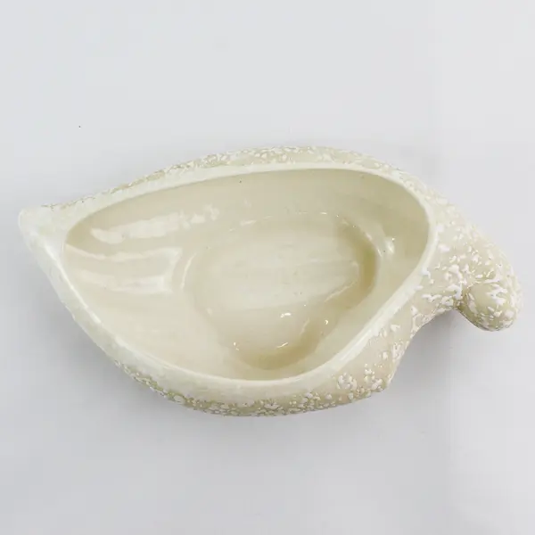 Cream Splatterware Speckled Ceramic Planter Vase or Flower Bowl 12" Long