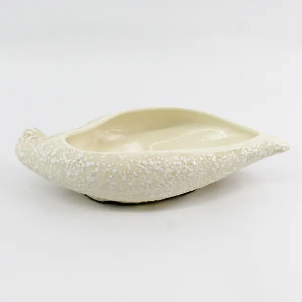 Cream Splatterware Speckled Ceramic Planter Vase or Flower Bowl 12" Long