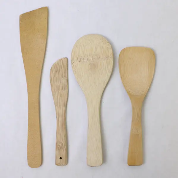 Lot of 4 Wooden Kitchen Utensils Rice Scoops Spatula Spreader 