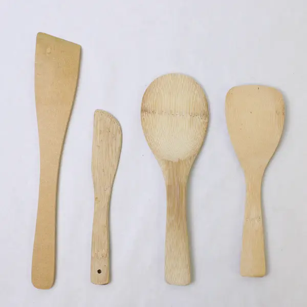 Lot of 4 Wooden Kitchen Utensils Rice Scoops Spatula Spreader 