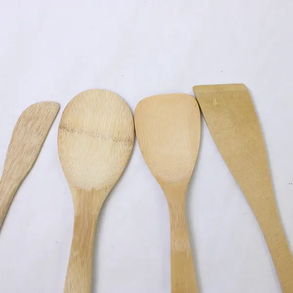 Lot of 4 Wooden Kitchen Utensils Rice Scoops Spatula Spreader 