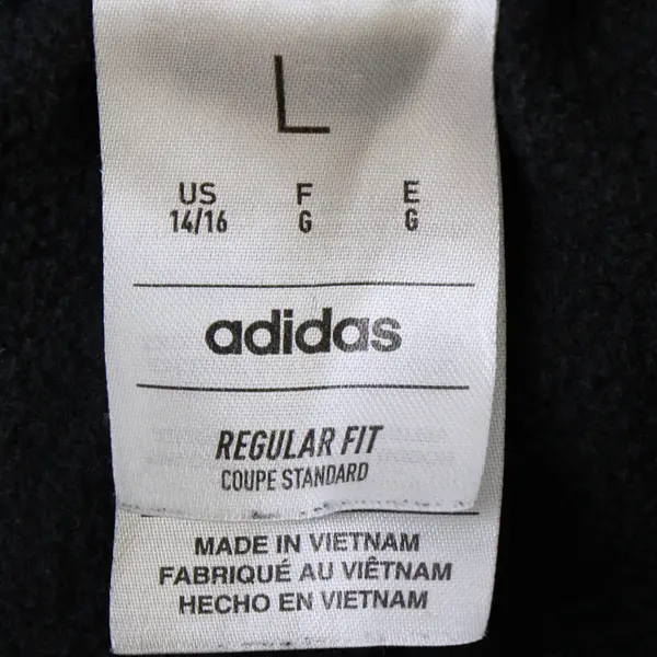 Adidas Kids Size L (14/16) Black w/White Logo Regular Fit Jogger Style Sweatpant