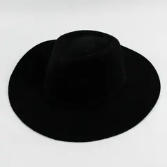 Anthropologie Black 100% Wool Wide Brim Rancher Western Hat Tassel Detail 23"