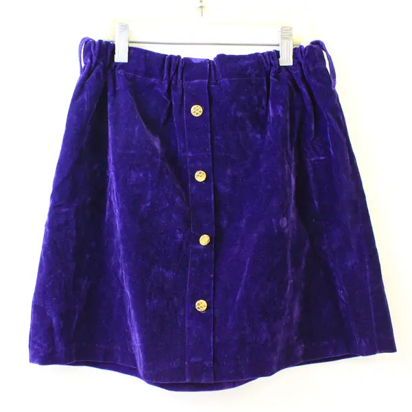 Vintage Handmade Purple Velvet Mini Skirt  Women's Size 28-36 Elastic Waist