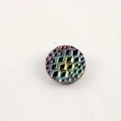 Antique Victorian Black Carnival Iridescent Glass Shank Button 5/8"