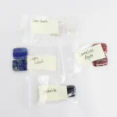 Lot of 7 Multi-Type Crystal Stones for Jewelry - Flat Rectangle - 1.5"Lx1.2"W