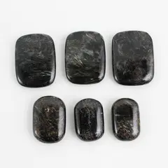 Lot of 6 Nuummite Tumbled & Polished Rectangle Stones for Jewelry - 3 Sizes