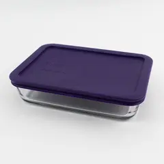 Pyrex 7210 Clear Baking Dish 3 Cup Rectangle Ovenware Purple Lid 