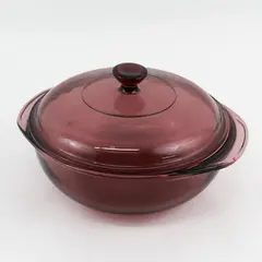 Vintage Pyrex 023 Purple Glass Round Baking Dish with Lid 7.5"
