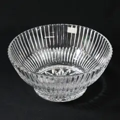 Euport Crystal Poland Clear Hand Cut Glass Serving Bowl 4" Tall 8.5" Round