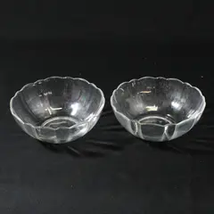 Lot Of 2  Arcoroc Arcade Bengale Pattern Matching Clear Glass Nappy Bowls 5"