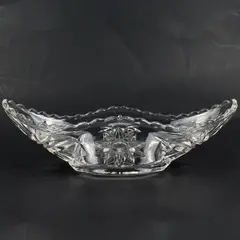 Vintage Anchor Hocking Star Of David Pattern Clear Glass 9.5" Oval Relish Dish