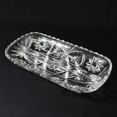 Anchor Hocking Star Of David Pattern Glass Rectangle Divided Dish 12.25" Long