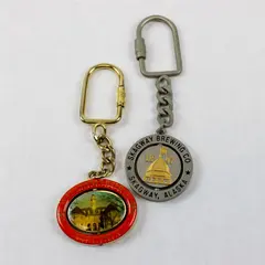 Lot of 2 Souvenir Keychains Skagway Brewing Co Alaska & Williamsburg VA