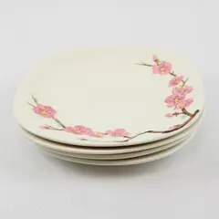 Set of 4 Vintage Metlox Poppytrail Peach Blossom Hand-Painted Salad Plates 