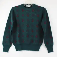VTG Tricots St. Raphael Teal Green & Red Reindeer Pattern Sweater Women's Small