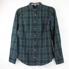 J. Crew Navy and Green Plaid Long-Sleeve Button-Up Women's Size 2