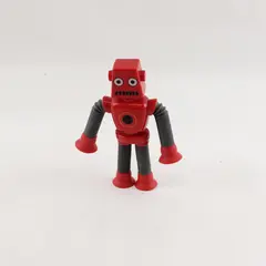 Robot Man Stretch Suction Cup Toy 6" Sensory Fidget Red - Used