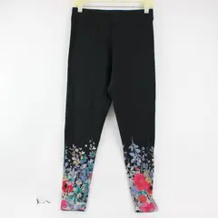 Soft Surroundings Women's S Black & Watercolor Floral Cotton Blend Leggings