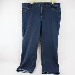 Avenue Denim Women's 20 Petite Dark Wash Blue Cotton Blend Straight Leg Jeans