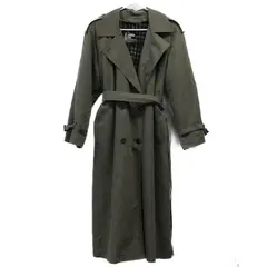 Vintage London Fog/Wamsutta Women's 12 Reg Gray/Green Flannel Lined Trench Coat