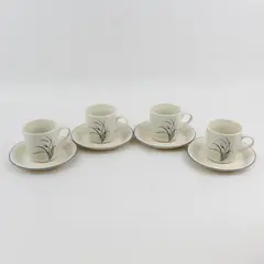 Set Of 4 Stoneware Corelle Coastal Breeze White Cups & Saucers 