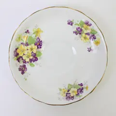 Tuscan English Fine Bone China Saucer Yellow & Purple Floral Gold Trim