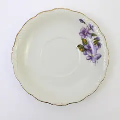 Vintage Japanese Porcelain Saucer Purple Floral Gold Trim 5.5 in