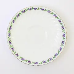 Mayfair Bone China Saucer Purple Floral Border Gold Trim Vintage