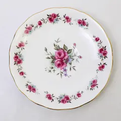 Queen Anne Bone China White and Pink Rose Gold Trim Saucer