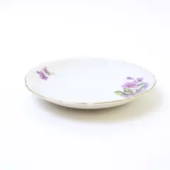Vintage Hand-Painted Porcelain Saucer Purple Floral Gold Trim