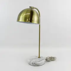 Ross Brass Domed Tilt Head Table Lamp With Gray Marble Base 21"