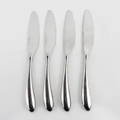 Lot of 4 Yamazaki Aquatique Pattern (Glossy) SS Dinner Knives 9.25" Long Good