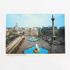 Vintage Trafalgar Square Nelson's Column London Westminster Color Postcard