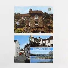 Lot Of 2 Vintage Cumbria England Chrome Postcards Hawkshead Ambleside