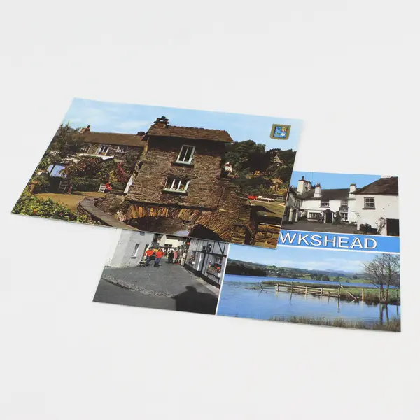 Lot Of 2 Vintage Cumbria England Chrome Postcards Hawkshead Ambleside