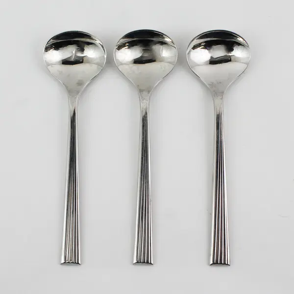 Lot of 3 Yamazaki Flatware Linear Pattern SS Sugar Spoons 5.75" Rare Items